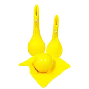 Imagem de Jogo De Vasos Par Lâmpadas E Centro De Mesa Cerâmica Amarela - Retrofe