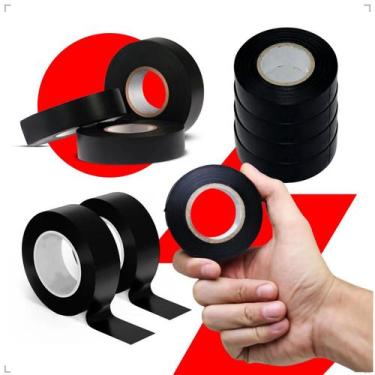 Imagem de Kit 10 Rolo Fita Isolante Antichamas Preta PVC Profissional para Fios 