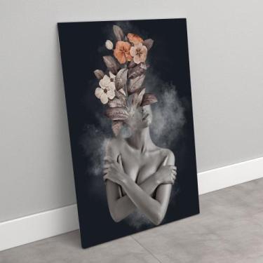 Imagem de Quadro Mulher Floral - MeMoldura, Chassi Borda Infinita, 60x90cm