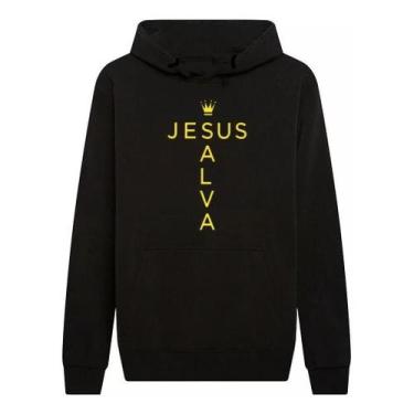 Imagem de Moletom Agasalho Jesus Salva Gospel Religioso Blusa De Frio. - Core Ba