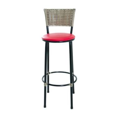 Imagem de 1 Unid Cadeira Alta Junco Sintético Capuccino Bancada Bar Balcão Cozinha (VERMELHO)