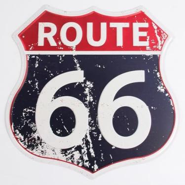 Imagem de Route 66 Placas de metal de polígono vintage, placa de metal retrô para casa, garagem, homem, caverna, sala de rua, decoração de parede, arte 30,5 x 30,5 cm