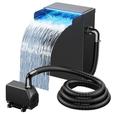 Imagem de NFESOLAR Kit De Vertedouro Para Cascata Em Lago, Inclui Caixa Grande Aço Inoxidável Com Capacidade 7,8" Largura E 13,4" Altura, Bomba Água 660 Gph, Luzes Led Jardim Externo 500 A 2.000 Galões N4213