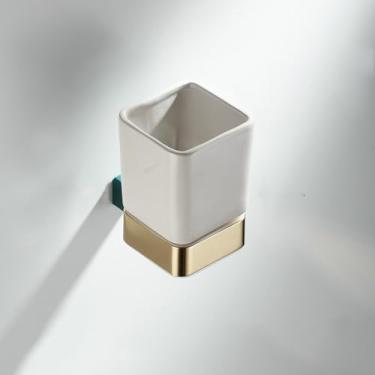Imagem de Acessórios para banheiro em ouro verde - Suporte para toalhas e cabideiro de parede | Conjunto de 5 peças, porta-escovas de dentes