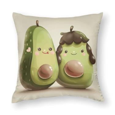 Imagem de EKYOSHCZ Par de capas de almofada de sofá macias de frutas de desenho animado fronhas de algodão capa de almofada decorativa respirável refrescante com zíper oculto 30 cm x 30 cm