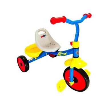 Imagem de Triciclo Infantil Azul Com Pedal 03 Rodas Assento Tipo Banco - Uni Art