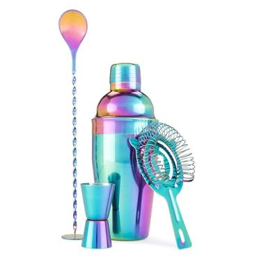 Imagem de Blush Conjunto de coqueteleira Mirage Rainbow, kit de barman inclui coador de bar e coqueteleira, conjunto de ferramentas de bar