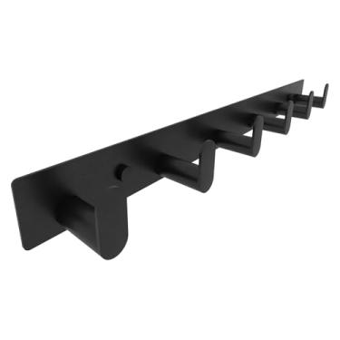 Imagem de DAFUYUAN Cabideiro montado na parede ganchos de aço inoxidável resistentes montagem na parede trilho de gancho de chave à prova de ferrugem para entrada, banheiro, cozinha (1 pacote) (preto, 6 ganchos