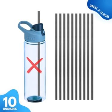 Imagem de Kit 10 Canudos Plástico Para Garrafa Squeeze Academia 31x0,9