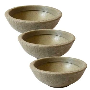 Imagem de vaso para plantas e flores mini cuia bacia 22cm cactos suculentas decoração (Bege, 3 unidades)