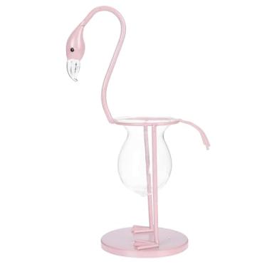 Imagem de Suporte para plantas de vidro, vaso de vidro, vaso de vidro, plantador de ar de mesa, vaso de vidro com forma de flamingos, suporte de ferro para plantas hidropônicas, casa, escritório, jardim,