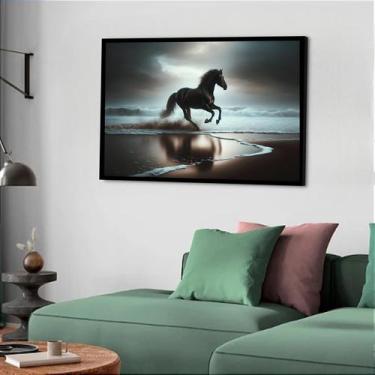 Imagem de Quadro Decorativo Cavalo Praia - 50x70cm - Quadros On-line, Moldura Br