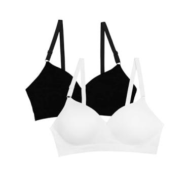 Imagem de Fruit of the Loom Sutiã push-up sem aro sem costura, Pacote com 2 tons de preto/branco, 36DD