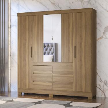 Imagem de Guarda Roupa Roupeiro Casal 04 Portas Cádis Amêndola Touch Demóbile