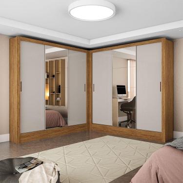 Imagem de Closet Casal Duplo Fortaleza 6 Portas Plus 12 Prateleiras Cinamomo Com Off White