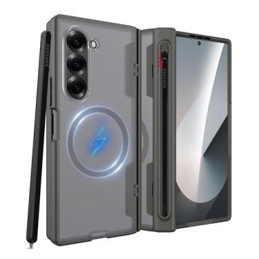 Imagem de Miimall Capa fina para Samsung Fold 6 e protetor de tela, compatível com MagSafe, proteção de dobradiça e suporte de caneta, amortecedor de silicone resistente anti-arranhões para Galaxy Z Fold6 capa