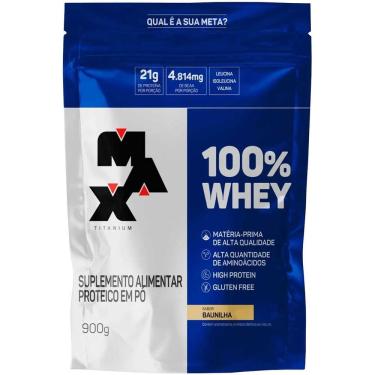 Imagem de Refil 100% Whey Protein Concentrado Max Titanium 900g Baunilha