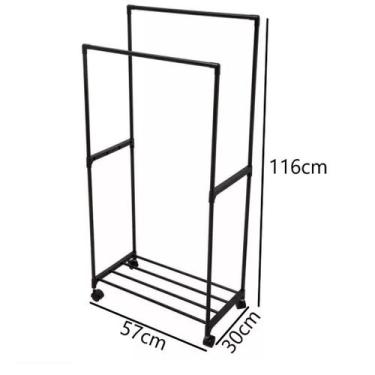 Imagem de Arara Dupla Cabideiro Organizador de Roupa 5Kg Portátil - Clink, P