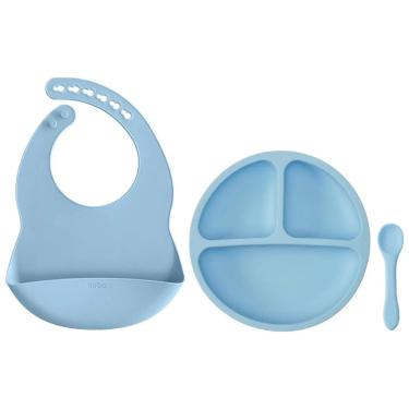 Imagem de Kit Refeicao Introducao alimentar em Silicone Azul 19568 - Buba