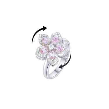 Imagem de KONPJE Anel Fidget de Girassol Feminino Dourado Ansiedade Anéis de Cristal Zircônia Cúbica Girassol Aberto Ajustável Fidget Ring Spinner Sun Ring para Homens Joias Modernas, Strass, Sem pedra preciosa