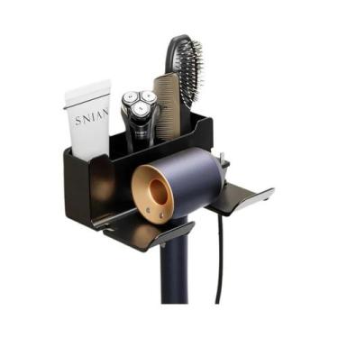 Imagem de Suporte De Parede Para Secador De Cabelo, Branco E Preto, ABS, Sem Fur