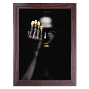 Imagem de Quadro Decorativo Coleção Africana Mulher Dourado para Sala Quarto Esc
