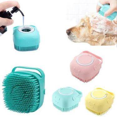 Imagem de Lava pelo pet Esponja dispenser shampoo Banho Caes Gato cores variadas