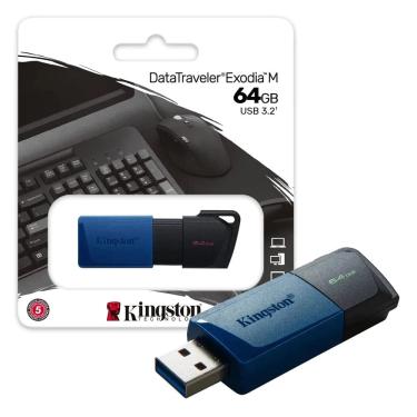 Imagem de Pen Drive Kingston Datatraveler Exódia M 64Gb USB 3.2 - DTXM/64GB - 5454