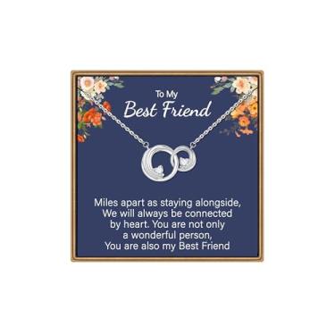 Imagem de IEFLIFE Colar de presente para mulheres – Colar de círculo entrelaçado banhado a ouro branco 14K para mãe e filha, 2 colares circulares presentes para mulheres, irmãs amigas, presente de aniversário