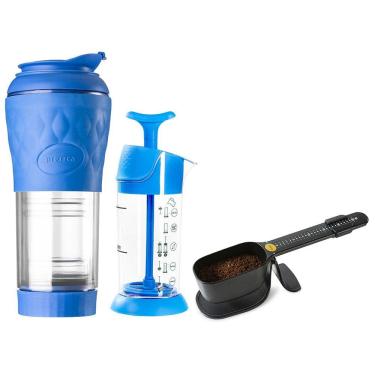 Imagem de Combo Pressca Cafeteira Espumador e Balança - Azul