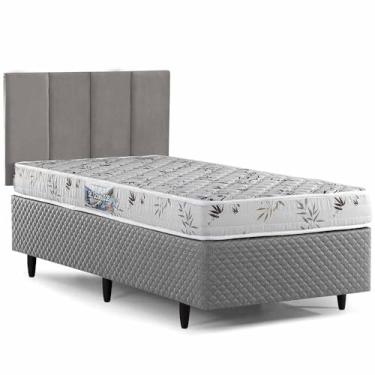 Imagem de Cama Box com Cabeceira Solteiro Herval St. Louis, Espuma D28, 56x88x188 cm