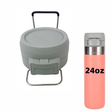 Imagem de Tampa de substituição para Stanley Quick Flip GO, tampa de copo compatível com Stanley Cup 680.4 g 1020.6 g, tampa de garrafa de água de um botão para Stanley Quick Flip GO (cinza)