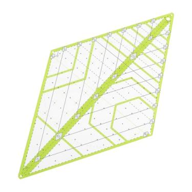 Imagem de INFUNLY Régua de acolchoamento de diamante de 60 graus, régua de acrílico verde, modelos de acolchoados, transparentes, feitos à mão, para desenho, corte, costura, artesanato, peças, placa, design de