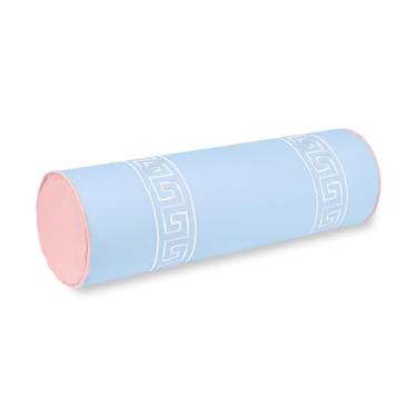 Imagem de Hofdeco Premium Capa de almofada Coastal Grandmillennial Patio Indoor Outdoor Bolster Only, 20.3 cm x 61.0 cm repelente de água para quintal, sofá, piscina, azul bebê rosa bordado chave grega