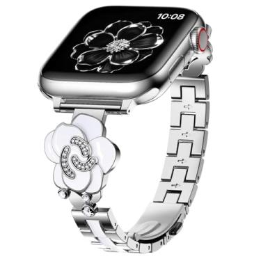 Imagem de Fullmosa Pulseira de metal fina compatível com Apple Watch Ultra, série 10, 9, 8, 7, 6, 5, 4, 3, 2 e 1 SE, 49 mm, 46 mm, 44 mm, 41 mm, 40 mm, 38 mm, SE, 42 mm (série 10), 41 mm, 40 mm e 38 mm)