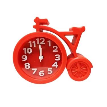 Imagem de Despertador criativo moderno em forma de bicicleta despertador silencioso despertador de cabeceira despertador cor doce criativo estudantes despertador analógico (vermelho)