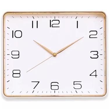 Imagem de Relógio de parede quadrado, relógio de casa simples e moderno, relógio de parede, relógio de parede versátil, adequado para sala de estar, estudo, relógio de decoração de escritório (branco)