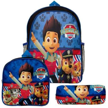 Imagem de Mochila Masculina Infantil Patrulha Canina Lancheira Estojo