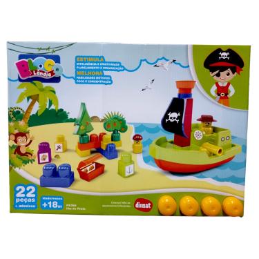 Imagem de Blocos de Montar - Blocolandia - Ilha do Pirata Amarelo - MK366 DISMAT