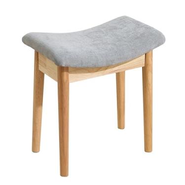 Imagem de Royal Windsor Banqueta com almofada de sela, cadeira de maquiagem de 45 cm para sala de estar, banco de piano otomano, assento estofado para quarto, cinza