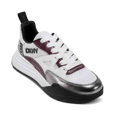 Imagem de DKNY Tênis feminino Zanira com cadarço e plataforma grossa, Branco/níquel, 41