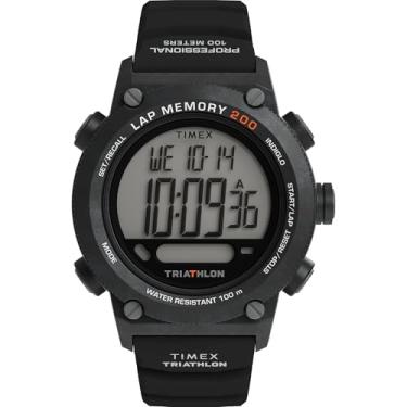 Imagem de Timex Relógio masculino triatlo 44 mm - pulseira preta mostrador digital caixa preta
