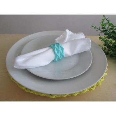 Imagem de 8 Argolas Para Guardanapo Geométrica - Mesa Posta - Toque 3D, Azul tif