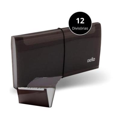 Imagem de Pasta Sanfonada 12 Divisórias Fumê Pequena c/ Visor e Elástico Dello I