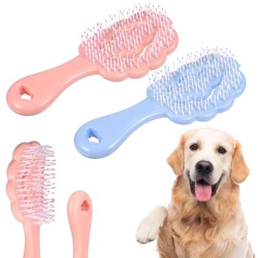 Imagem de Escova de cuidados para cães pequenos em forma de nuvem, 2 escovas macias para cães pequenos, escovas de pelo curto para maltês e raças (azul e rosa)