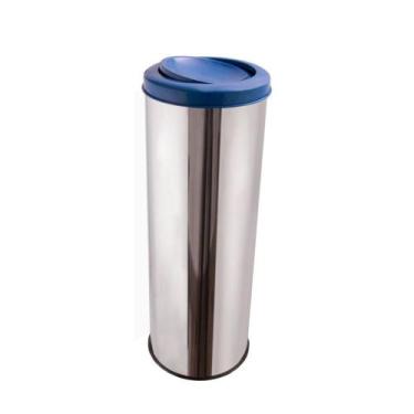 Imagem de Lixeira Aço Inox Para Cozinha Reciclável 30 Litros Tampa - Aldinox, Az