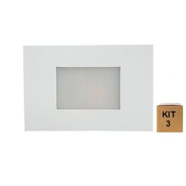 Imagem de Kit 3 Balizador de Embutir Escada Parede 4x2 Alumínio Branco RL - Real