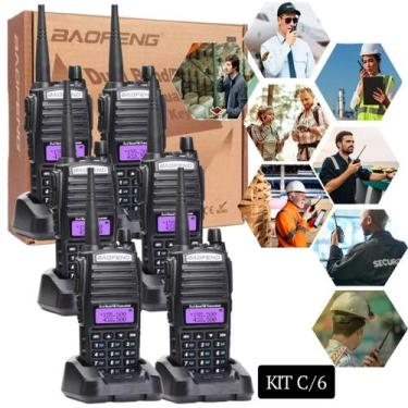 Imagem de Kit 6 Radio Walkie Talkie Baofeng Ht Profissional Uv82 Radio Fm Longo 