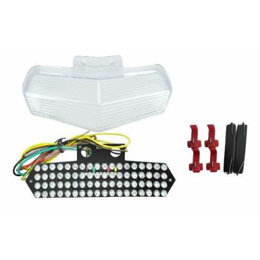 Imagem de TOPZONE Adequado para Ducati 2003-2004-2005-2006-2007 Superbike 999/S/R; Superbike 749/S; 2003-2006 Superbike 749/S; Luz traseira LED de freio + seta integrada (transparente, flash LED Style2)