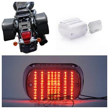 Imagem de TOPZONE Compatível com Suzuki Motorcycle VL1500 Boulevard C90 / C90T 2005-2009; Luz traseira de freio LED Idicador de seta integrado (4. Lanterna traseira LED + 6 piscas + seta, transparente)